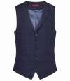 BK520 1463 Brook Taverner Memphis Tweed Waistcoat Navy Check colour image